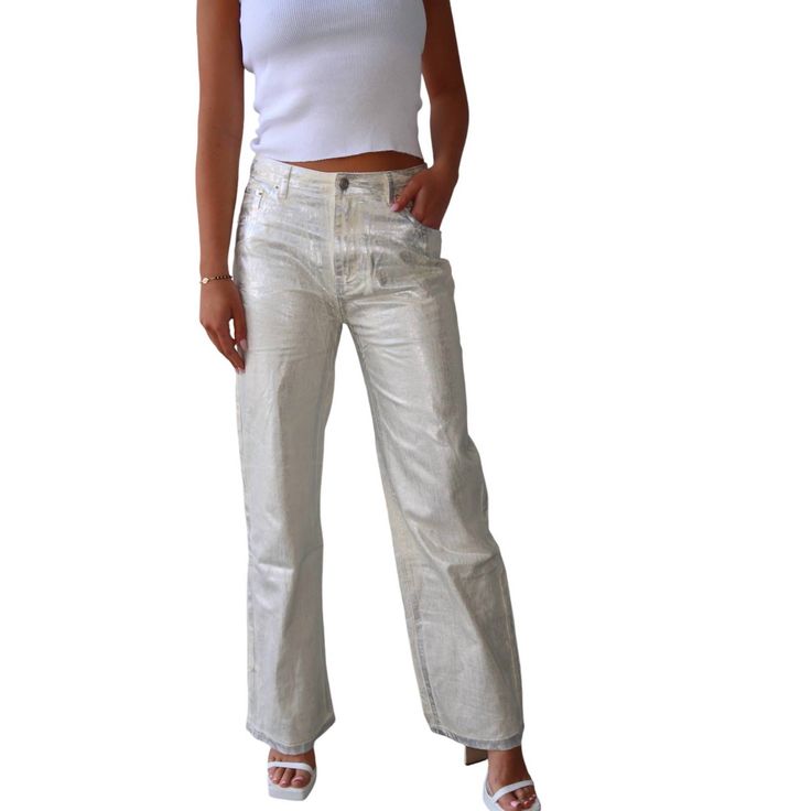 trendy silver jeans