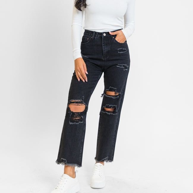 black ripped jeans womens