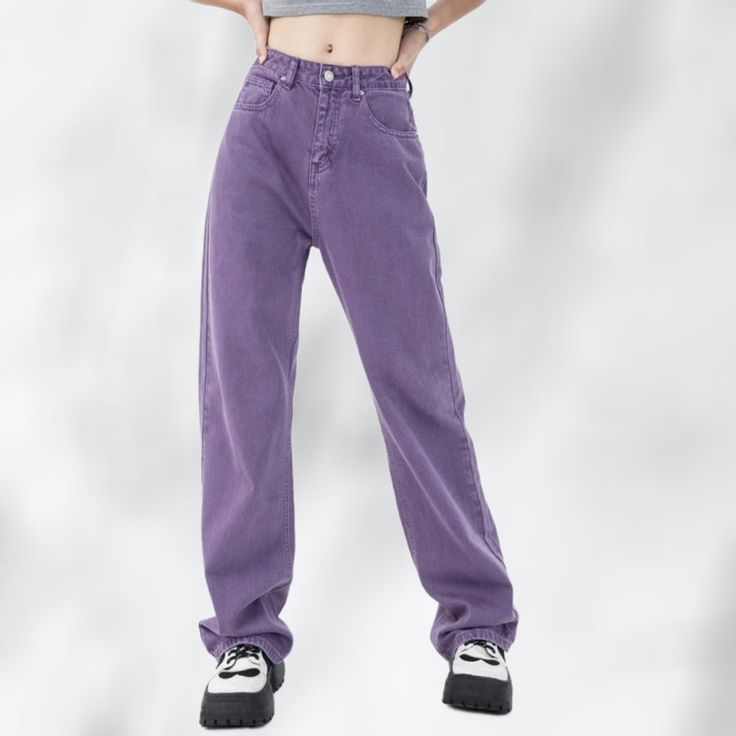 purple jeans outfits